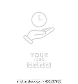 Web line icon. Clock in hand