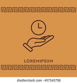Web line icon. Clock in hand