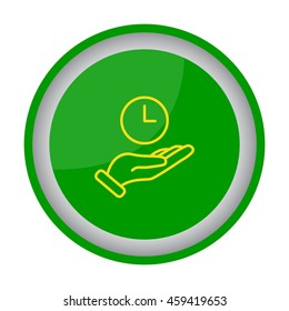 Web line icon. Clock in hand