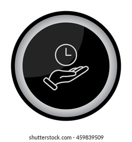 Web line icon. Clock in hand