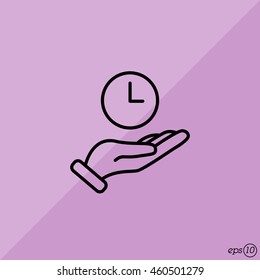Web line icon. Clock in hand