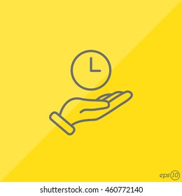 Web line icon. Clock in hand