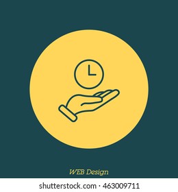 Web line icon. Clock in hand