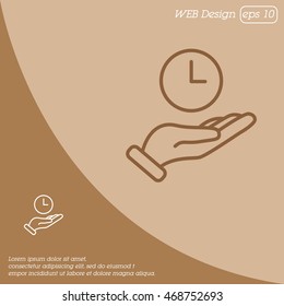 Web line icon. Clock in hand