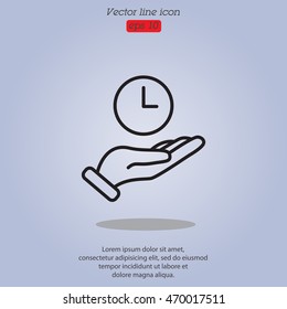 Web line icon. Clock in hand