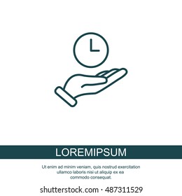 Web line icon. Clock in hand