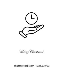Web line icon. Clock in hand