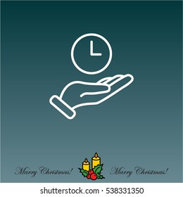 Web line icon. Clock in hand