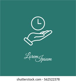 Web line icon. Clock in hand