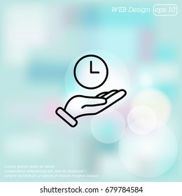 Web line icon. Clock in hand