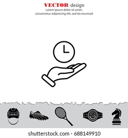 Web line icon. Clock in hand