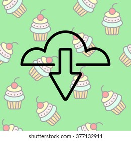 Web line icon. Cloud upload, download