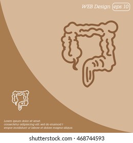 Web line icon. Colon, large intestine