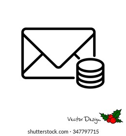 Web line icon. Cost of communications (envelope and coins), message