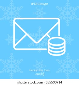 Web line icon. Cost of communications (envelope and coins), message