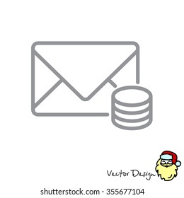 Web line icon. Cost of communications (envelope and coins), message