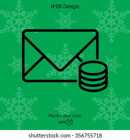 Web line icon. Cost of communications (envelope and coins), message