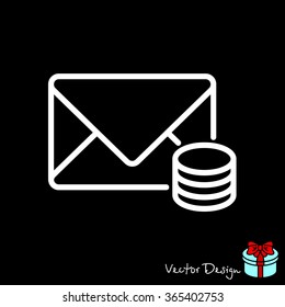 Web line icon. Cost of communications (envelope and coins), message