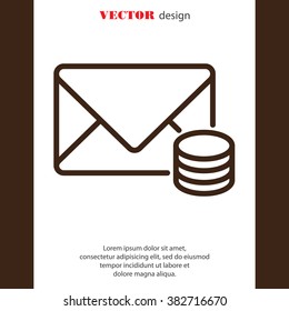 Web line icon. Cost of communications (envelope and coins), message