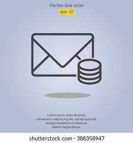 Web line icon. Cost of communications (envelope and coins), message