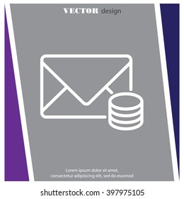 Web line icon. Cost of communications (envelope and coins), message