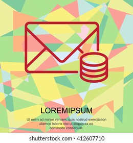 Web line icon. Cost of communications (envelope and coins), message