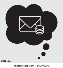 Web line icon. Cost of communications (envelope and coins), message