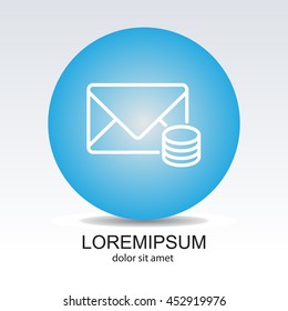 Web line icon. Cost of communications (envelope and coins), message