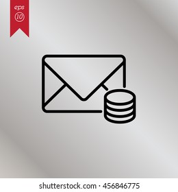 Web line icon. Cost of communications (envelope and coins), message