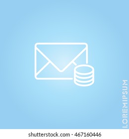 Web line icon. Cost of communications (envelope and coins), message