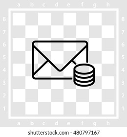 Web line icon. Cost of communications (envelope and coins), message