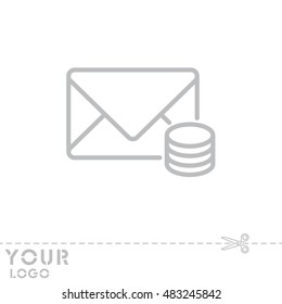 Web line icon. Cost of communications (envelope and coins), message