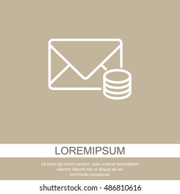 Web line icon. Cost of communications (envelope and coins), message