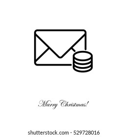 Web line icon. Cost of communications (envelope and coins), message