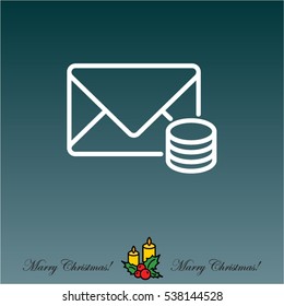 Web line icon. Cost of communications (envelope and coins), message