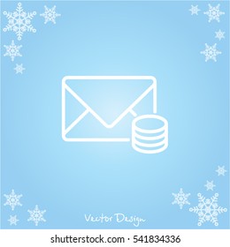 Web line icon. Cost of communications (envelope and coins), message
