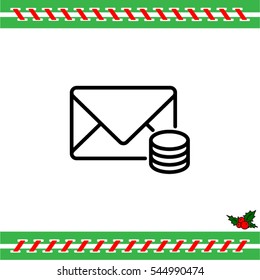 Web line icon. Cost of communications (envelope and coins), message