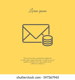 Web line icon. Cost of communications (envelope and coins), message