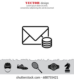 Web line icon. Cost of communications (envelope and coins), message
