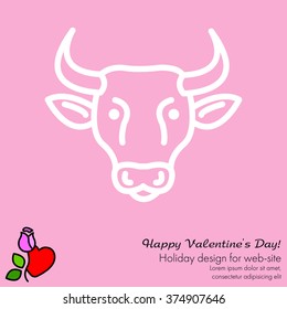 Web line icon. Cow,