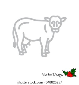 Web line icon. Cow, livestock
