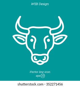 Web line icon. Cow, livestock