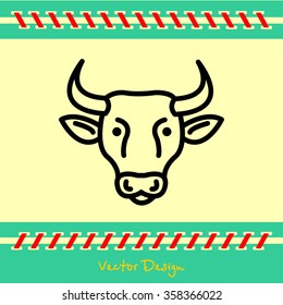 Web line icon. Cow, livestock