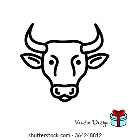 Web line icon. Cow, livestock
