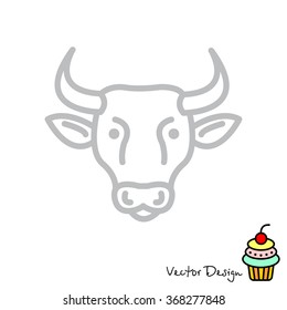Web line icon. Cow, livestock