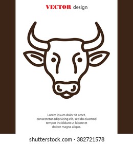 Web line icon. Cow, livestock