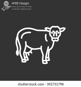 Web line icon. Cow, livestock