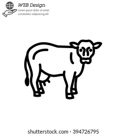 Web line icon. Cow, livestock