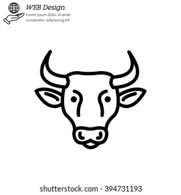 Web line icon. Cow, livestock