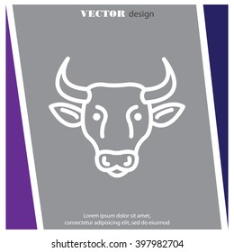 Web line icon. Cow, livestock